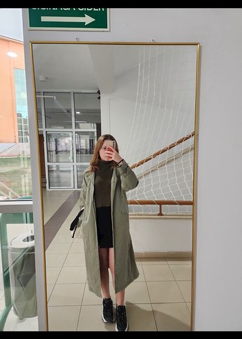 xs Beden haki Renk stradivarius trençkot