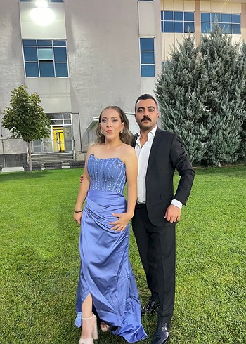 m Beden mor Renk Mor Uzun Drapeli Straplez Abiye Elbise