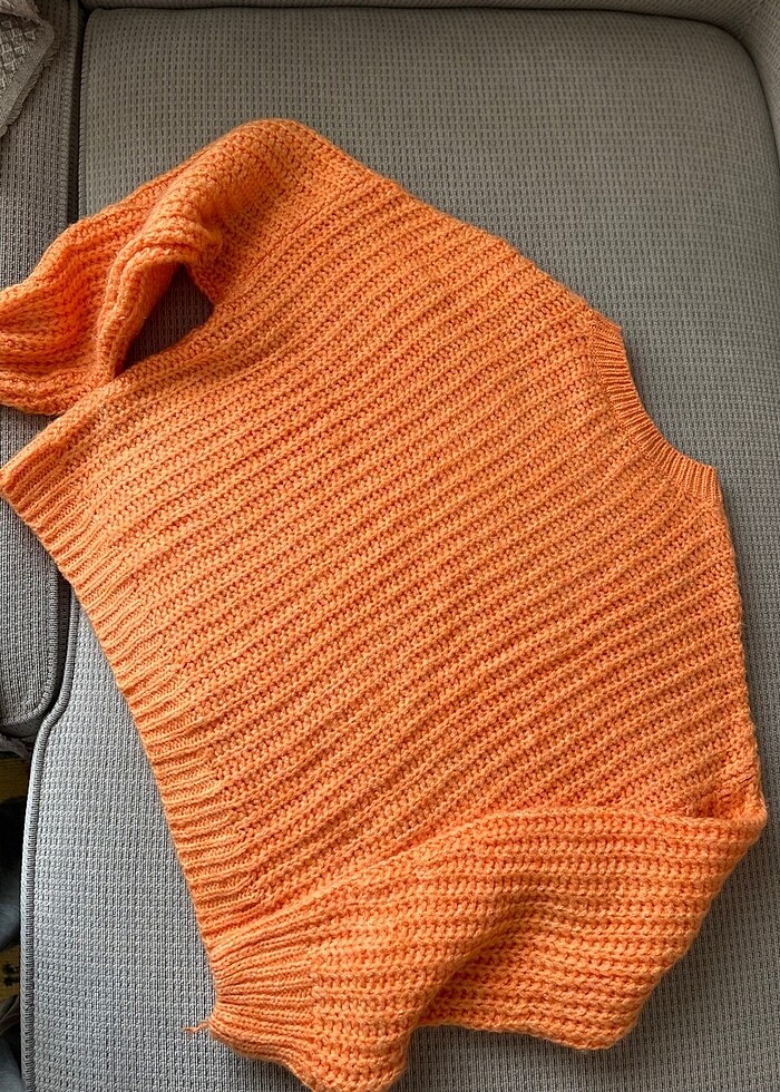 Turuncu Örme Kazak - Görsel 5