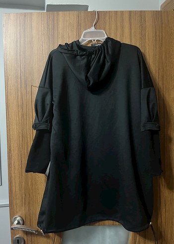 40 Beden siyah Renk Siyah Kapüşonlu Uzun Salaş Sweatshirt