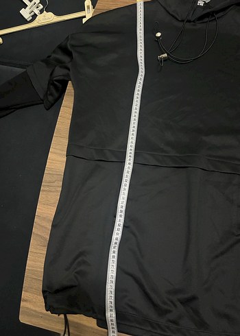 40 Beden Siyah Kapüşonlu Uzun Salaş Sweatshirt