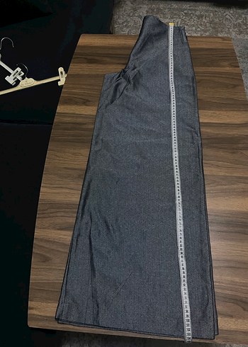 38 Beden gri Renk Gri Kadın Bol Kesim Uzun Denim Pantolon