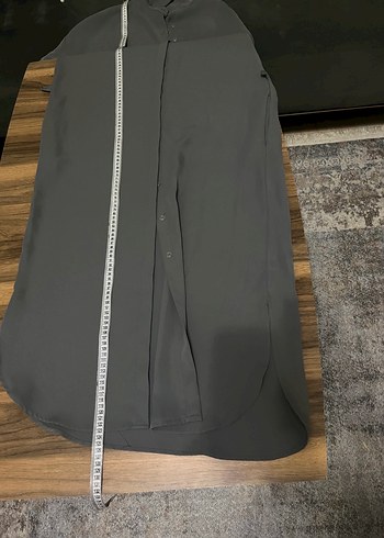 Gri Uzun Kadın Gömlek Elbise - Görsel 8