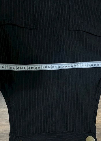 Siyah Midi Kısa Askılı Tulum - Görsel 6