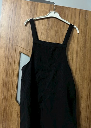 Siyah Midi Kısa Askılı Tulum - Görsel 5