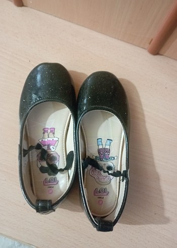 21 Beden Kız Çocuk Siyah Goth Babet Ayakkabı