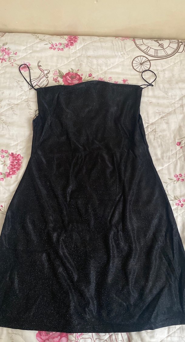 Simli Siyah Mini Elbise - Görsel 3