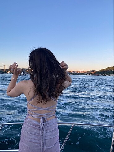 Diğer Simli Lila Elbise