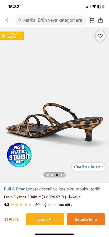 Pull and Bear Leopar desenli topuklu terlik