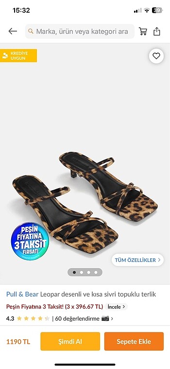 Leopar desenli topuklu terlik