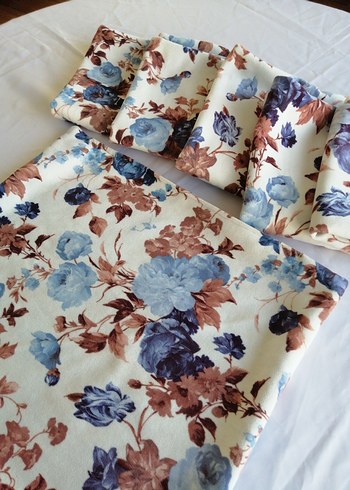 Mavi Çiçek Desenli kırlent kılıfı - Görsel 2