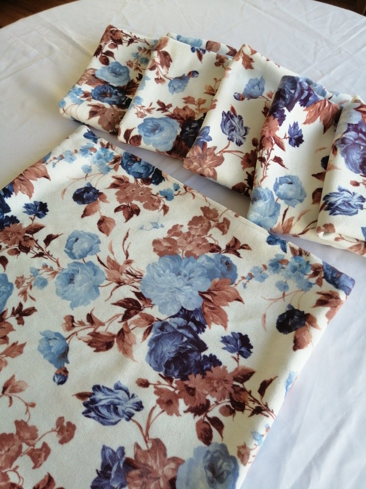 Mavi Çiçek Desenli kırlent kılıfı - Görsel 2