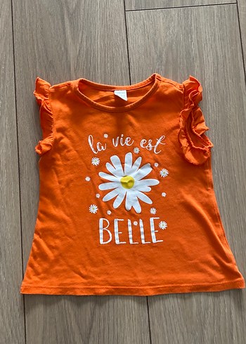 Turuncu Kız Çocuk Fırfırlı Tişört - Görsel 2