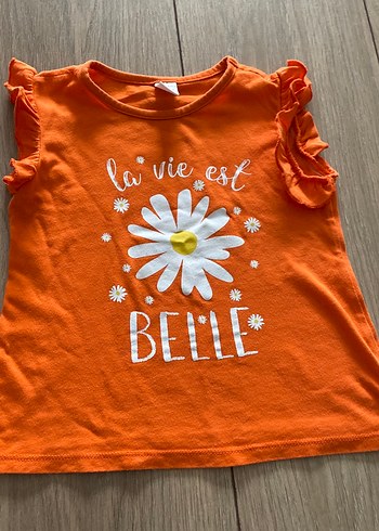 Turuncu Kız Çocuk Fırfırlı Tişört - Görsel 4