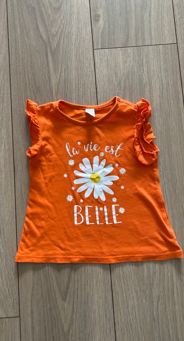 Turuncu Kız Çocuk Fırfırlı Tişört - Görsel 2