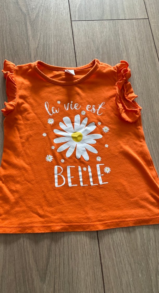 Turuncu Kız Çocuk Fırfırlı Tişört - Görsel 4