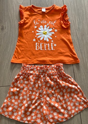 Kız Bebek Turuncu Fırfırlı Takım - Görsel 5