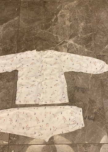 Uzun Kollu Düğmeli Bebek Kız Takımı - Görsel 2