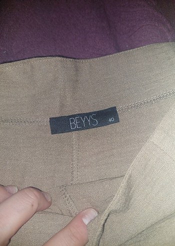40 Beden Bej Kadın Keten etek pantalon