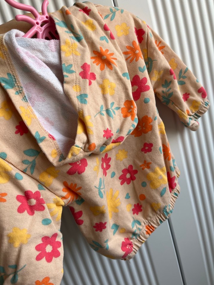 Çiçek Desenli Kapüşonlu Kız Sweatshirt - Görsel 3