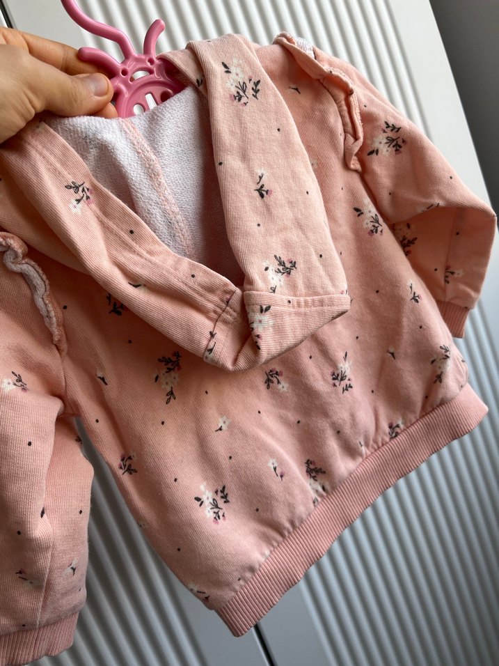 Kız Çocuk Kapüşonlu Fermuarlı Pembe Sweatshirt - Görsel 3