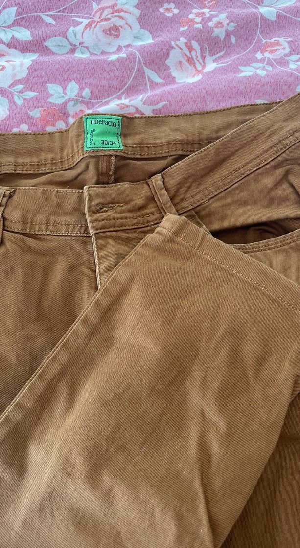 Düğmeli Kahverengi Süet Erkek Pantolon - Görsel 4