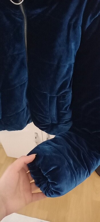s Beden Simli mavi kısa ceket
