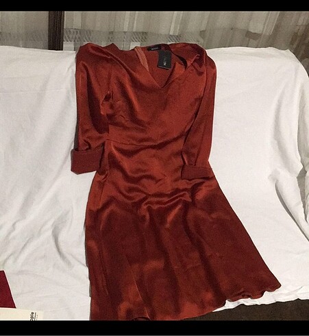 38 Beden bordo Renk Ng style saten elbise