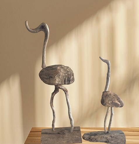 Mudo Concept Driftwood ahşap devekuşu biblo 2li