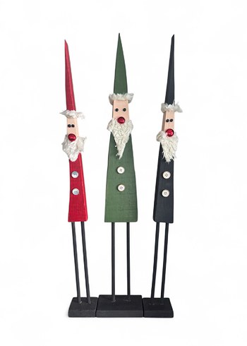 Renkli Ahşap Noel Baba Figürleri Seti