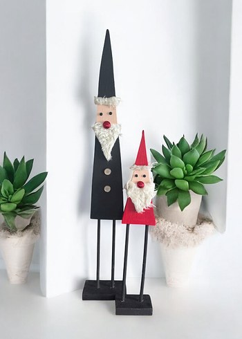 Ahşap Sanat Renkli Uzun Şapkalı Noel Figürleri