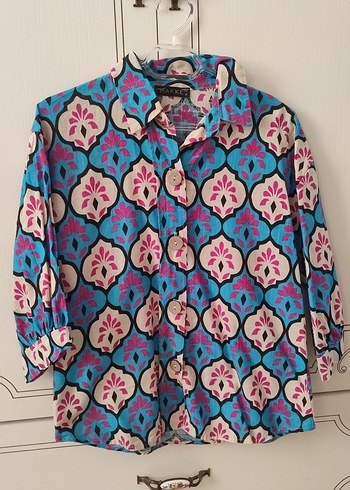 Bohem Desenli Düğmeli Kadın Gömlek - Görsel 2