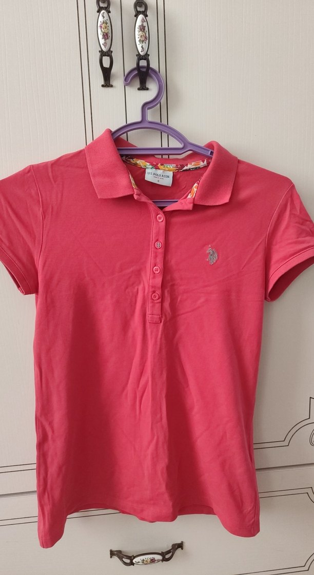 Kadın Pembe Polo Yaka Tişört - Görsel 2