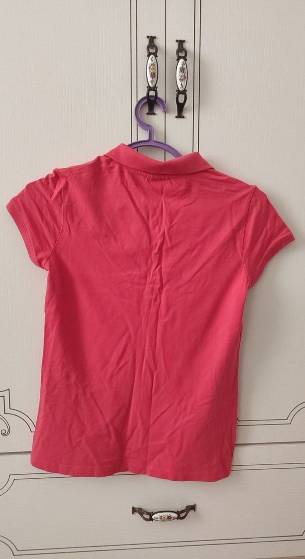 Kadın Pembe Polo Yaka Tişört - Görsel 4