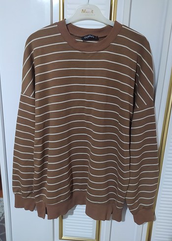 Kadın Kahverengi Çizgili sweatshirt - Görsel 2