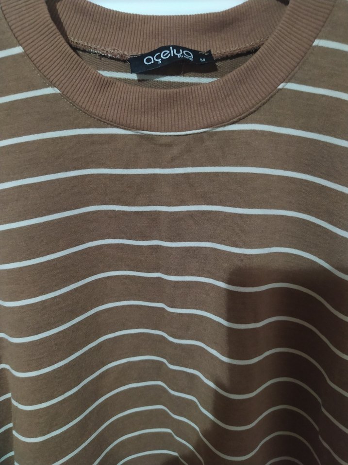 Kadın Kahverengi Çizgili sweatshirt - Görsel 5