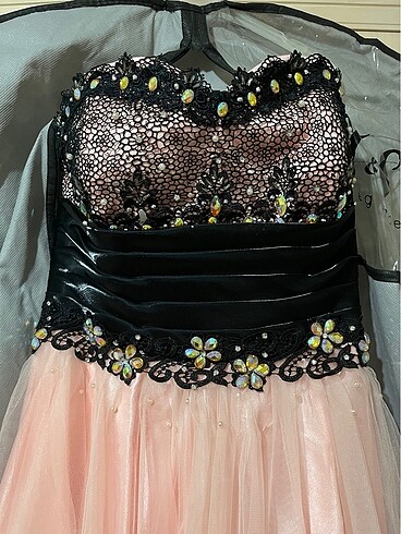 Taşlı uzun abiye - Görsel 5