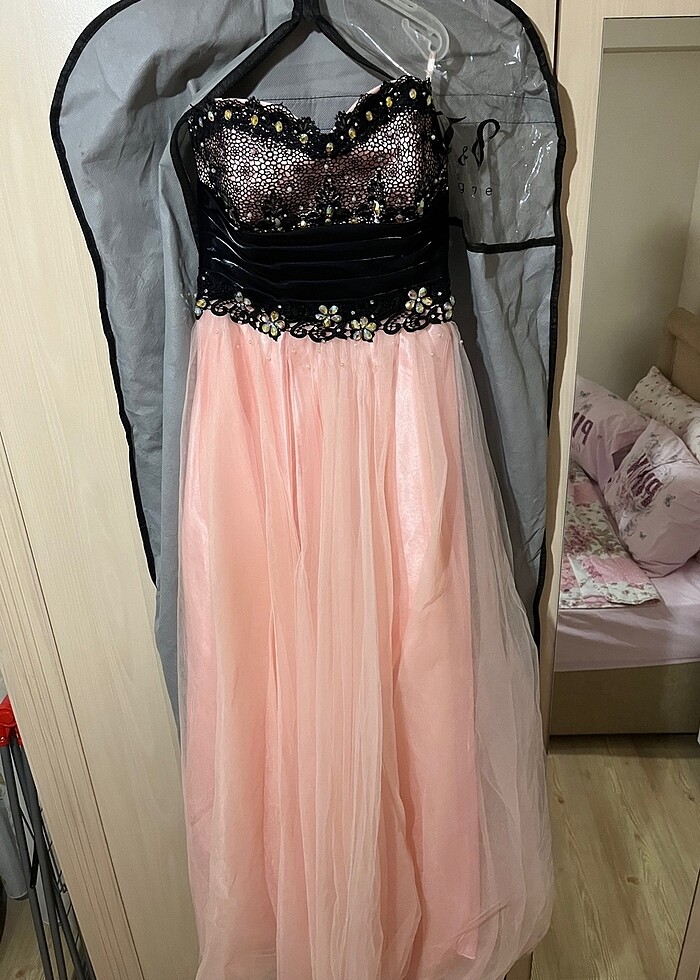 Taşlı uzun abiye - Görsel 4