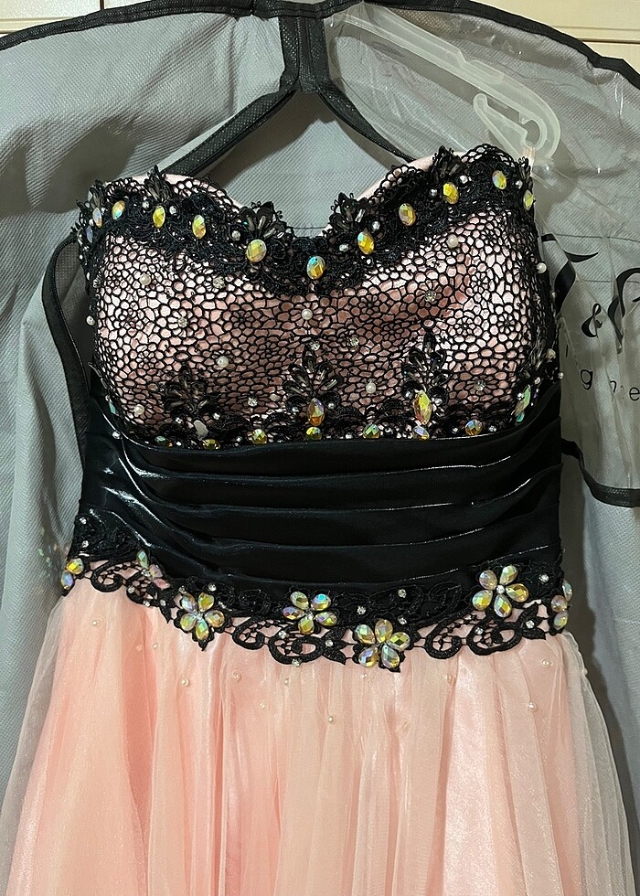 Taşlı uzun abiye - Görsel 3