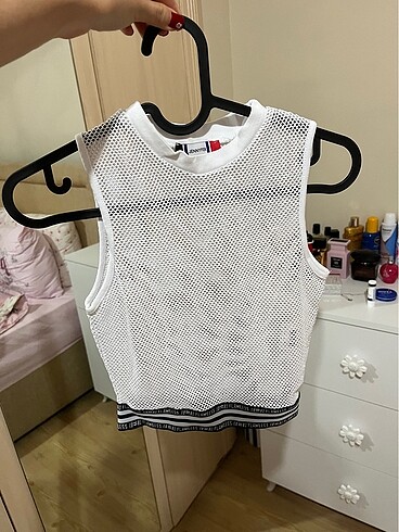 Beyaz file tshirt bluz