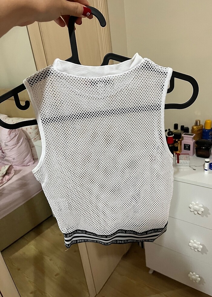 Beyaz file tshirt bluz - Görsel 3