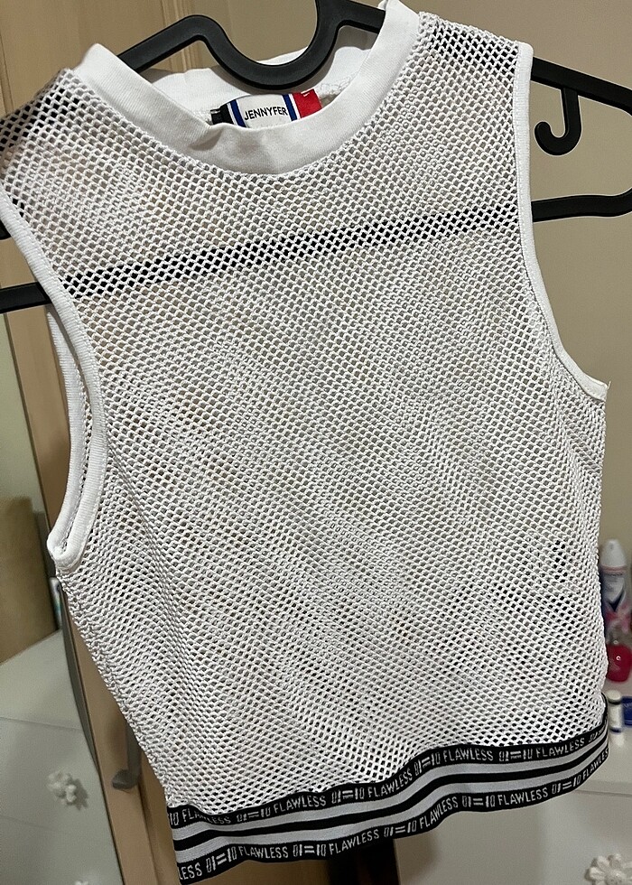 Beyaz file tshirt bluz - Görsel 2