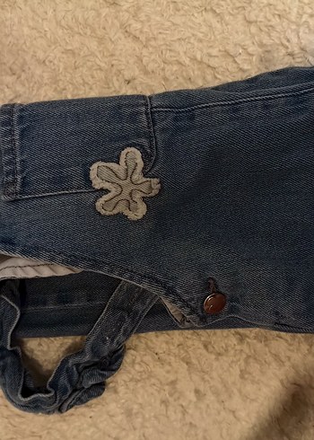 Nakışlı Kürklü Kız Kot Tulum - Görsel 2