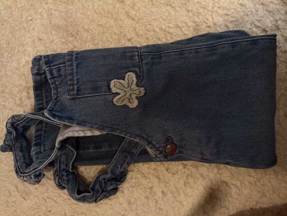 Nakışlı Kürklü Kız Kot Tulum - Görsel 2