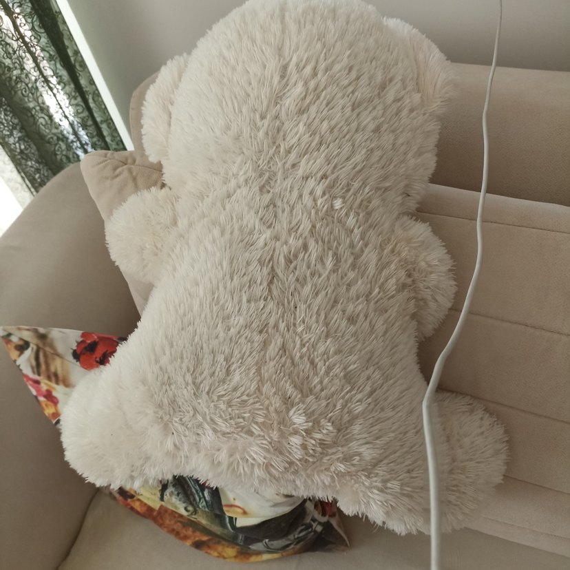 Kalpli Beyaz Peluş Ayı Oyuncak - Görsel 3