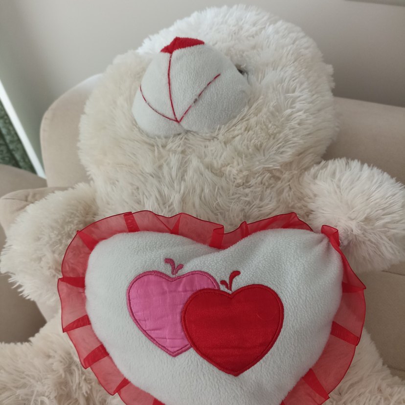 Kalpli Beyaz Peluş Ayı Oyuncak - Görsel 4