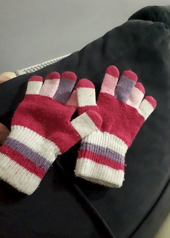 Renkli Örgü Kız Eldiveni - Görsel 2