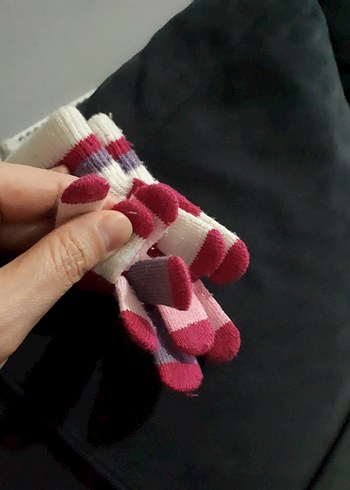 Renkli Örgü Kız Eldiveni - Görsel 3