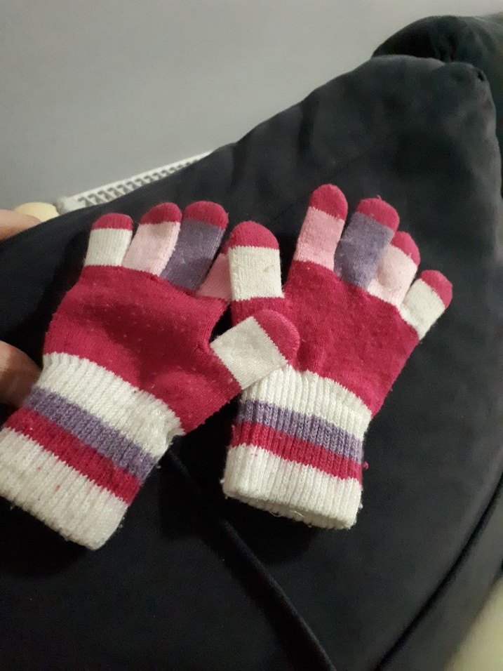 Renkli Örgü Kız Eldiveni - Görsel 2