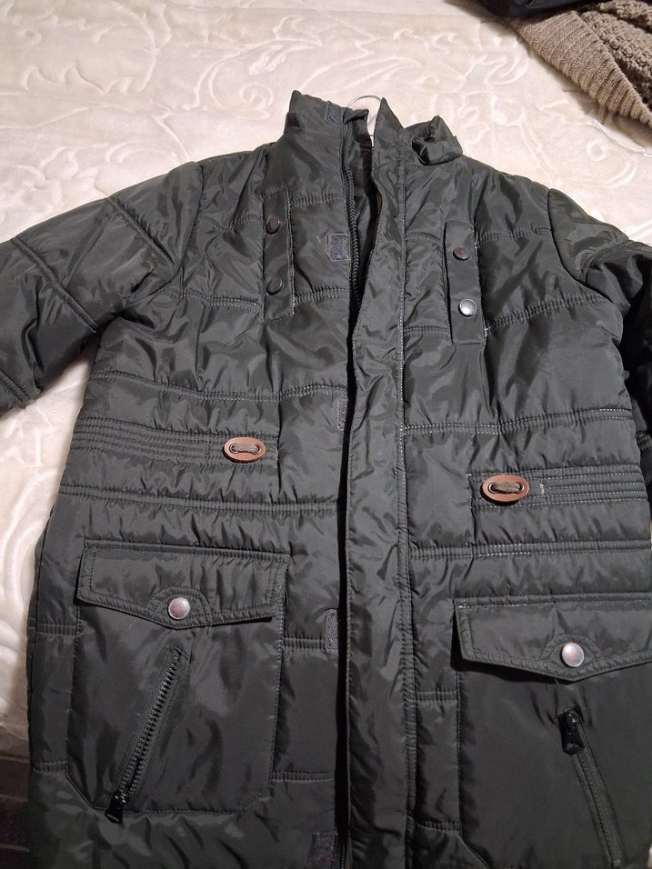 Düğmeli haki Erkek çocuk Mont - Görsel 4